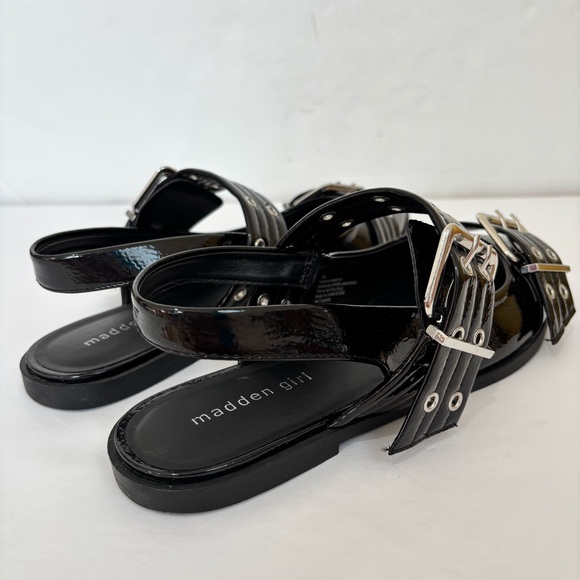 Madden Girl Goth black patent leather pointed toe buckle slingback flats 10M - Picture 10 of 14